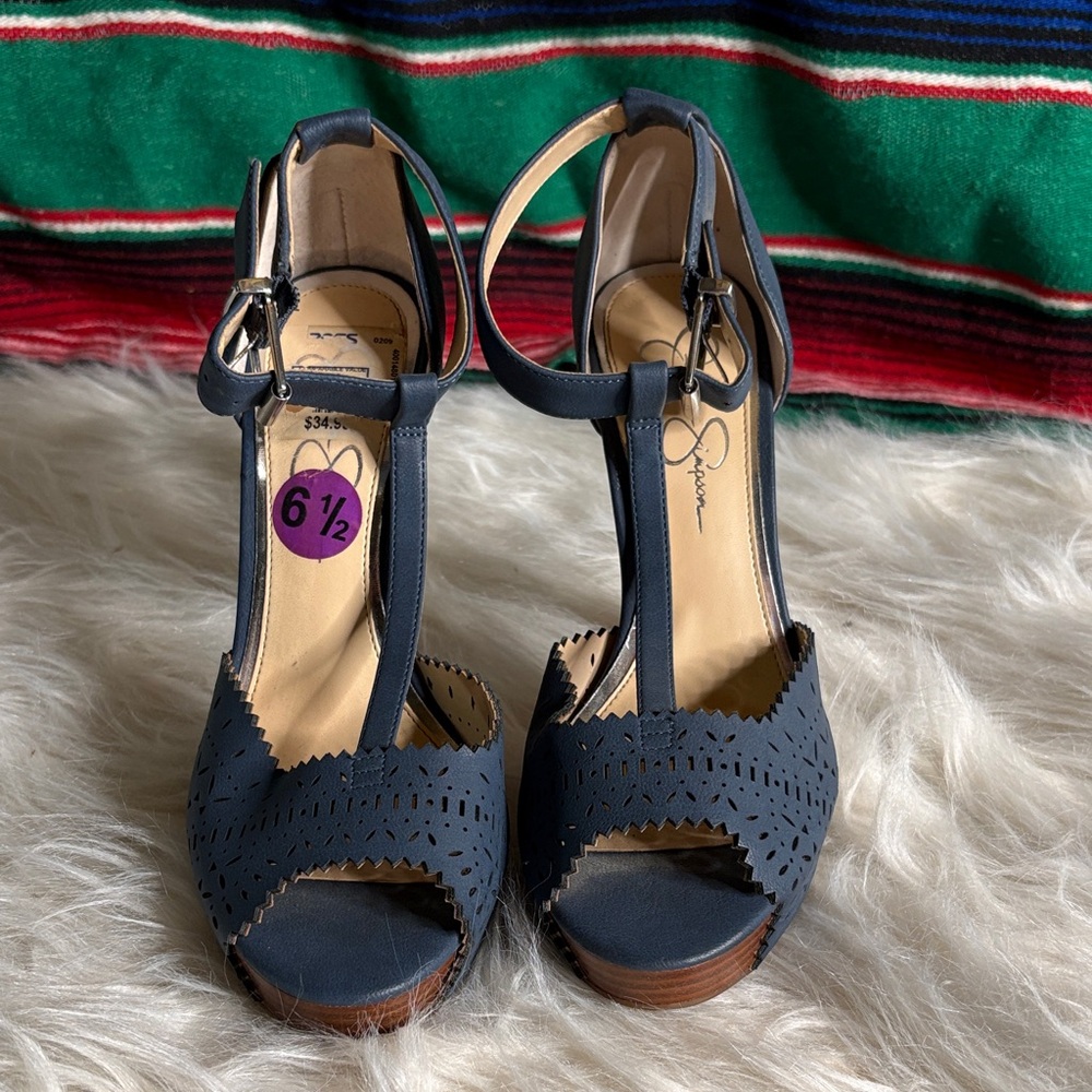Jessica Simpson Navy Heels